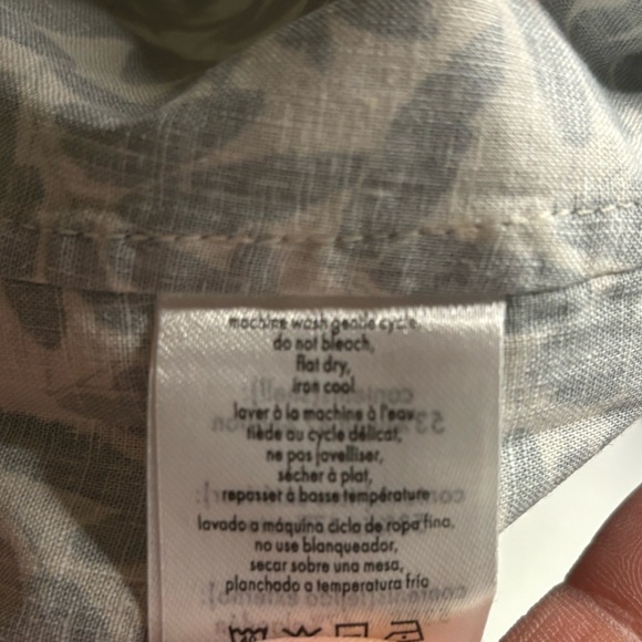 Onia | NWT medium | linen blend true wrap mini dress in green leaf on ecru - Picture 2 of 11